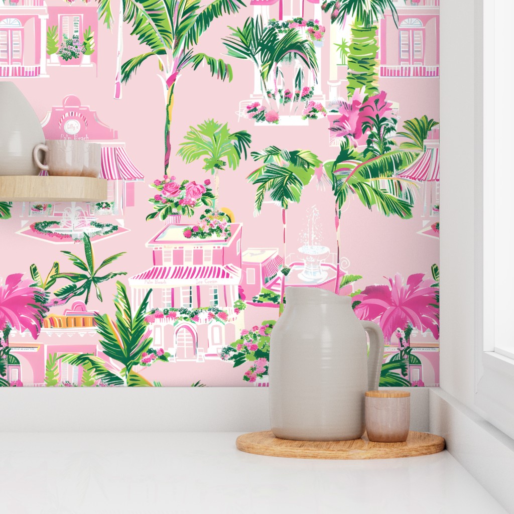 Lilly's Shopping Spree - Pink Wallpaper -